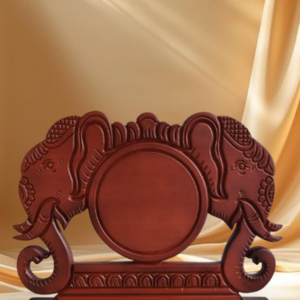 Twin Elephant Wooden Memento with Custom Photo Frame